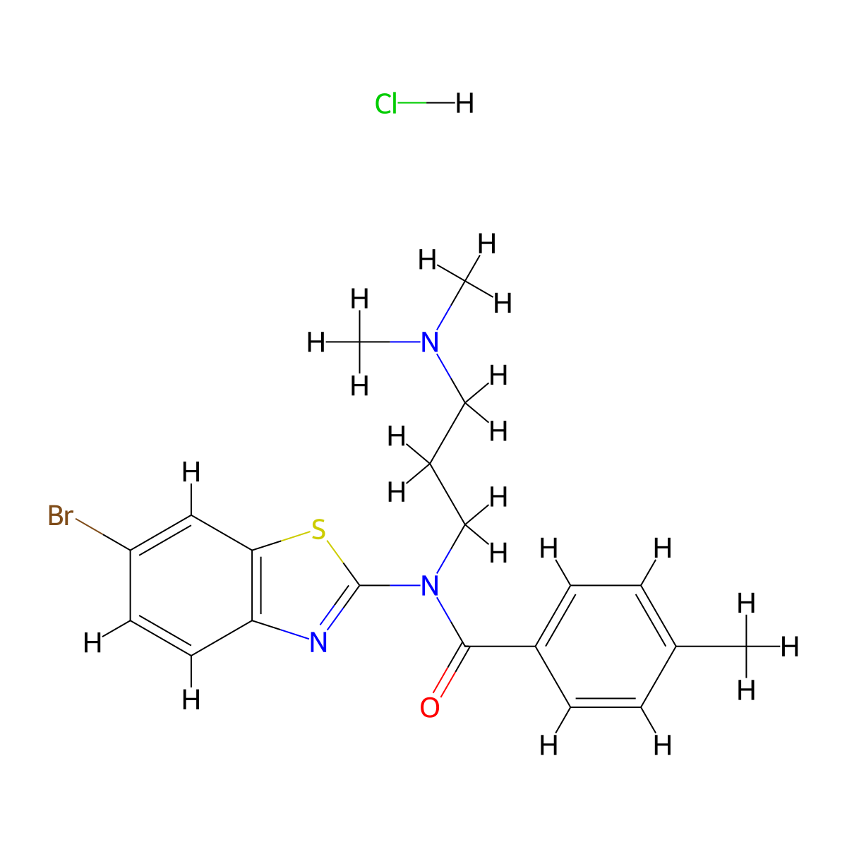 N-(6-bromobenzo[d]thiazol-2-yl)-N-(3-(dimethylamino)propyl)-4-methylbenzamide hydrochloride molecular structure, CAS 1215537-87-3