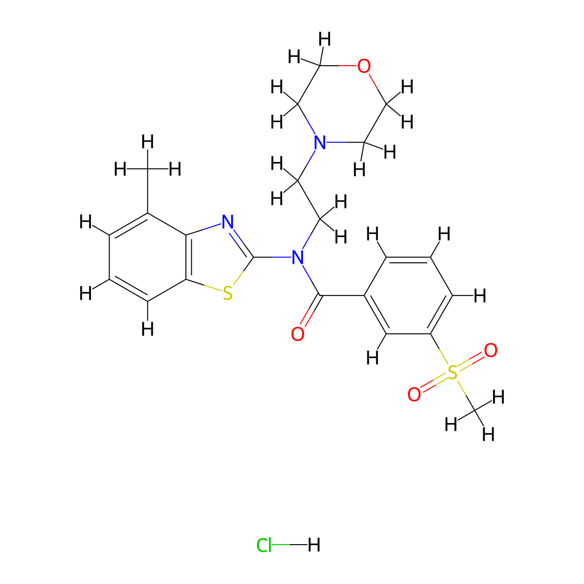 N-(4-methylbenzo[d]thiazol-2-yl)-3-(methylsulfonyl)-N-(2-morpholinoethyl)benzamide hydrochloride molecular structure, CAS 1215538-39-8