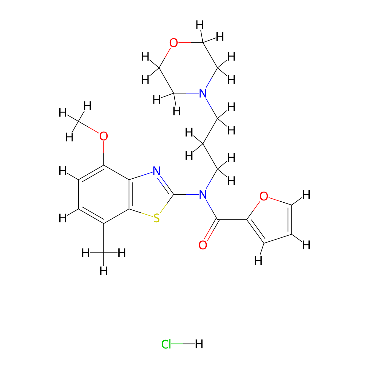 N-(4-methoxy-7-methylbenzo[d]thiazol-2-yl)-N-(3-morpholinopropyl)furan-2-carboxamide hydrochloride molecular structure, CAS 1215538-44-5