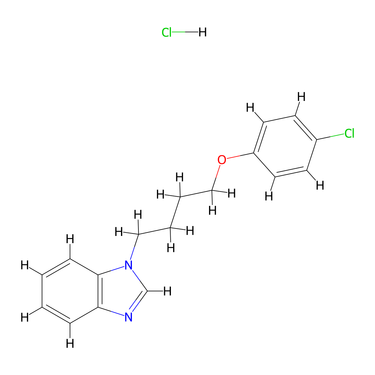 1-(4-(4-chlorophenoxy)butyl)-1H-benzo[d]imidazole hydrochloride molecular structure, CAS 1215541-30-2