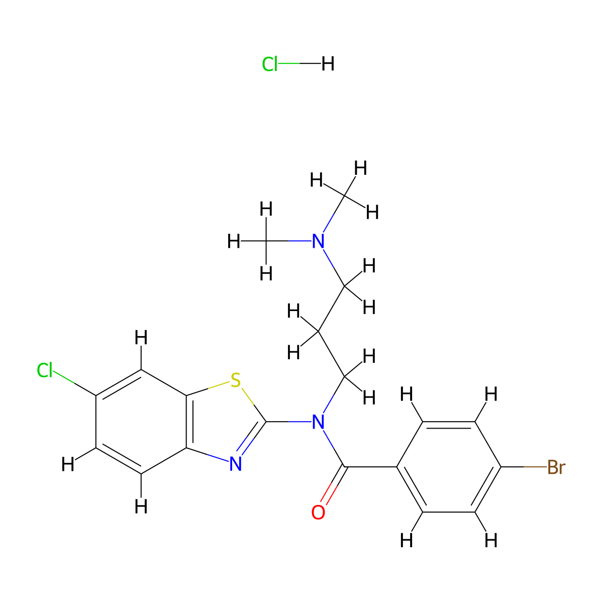 4-bromo-N-(6-chlorobenzo[d]thiazol-2-yl)-N-(3-(dimethylamino)propyl)benzamide hydrochloride molecular structure, CAS 1215542-08-7