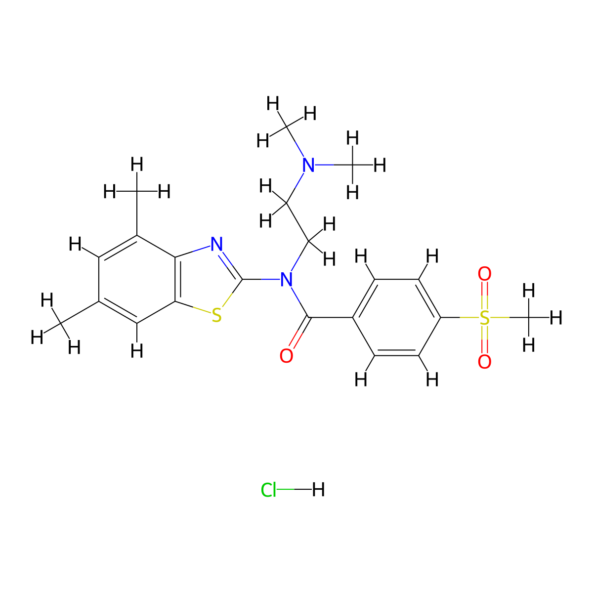 N-(2-(dimethylamino)ethyl)-N-(4,6-dimethylbenzo[d]thiazol-2-yl)-4-(methylsulfonyl)benzamide hydrochloride molecular structure, CAS 1215543-09-1