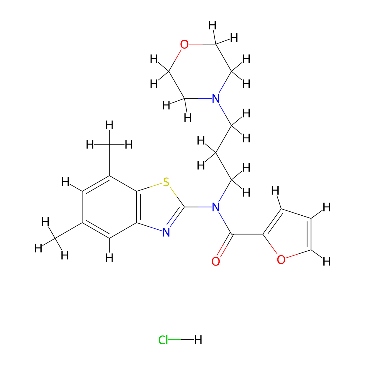 N-(5,7-dimethylbenzo[d]thiazol-2-yl)-N-(3-morpholinopropyl)furan-2-carboxamide hydrochloride molecular structure, CAS 1215543-45-5