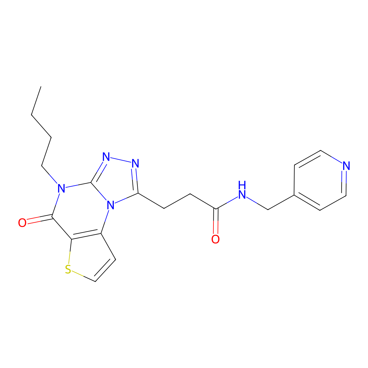3-(4-butyl-5-oxo-4,5-dihydrothieno[2,3-e][1,2,4]triazolo[4,3-a]pyrimidin-1-yl)-N-(pyridin-4-ylmethyl)propanamide molecular structure, CAS 1215543-68-2