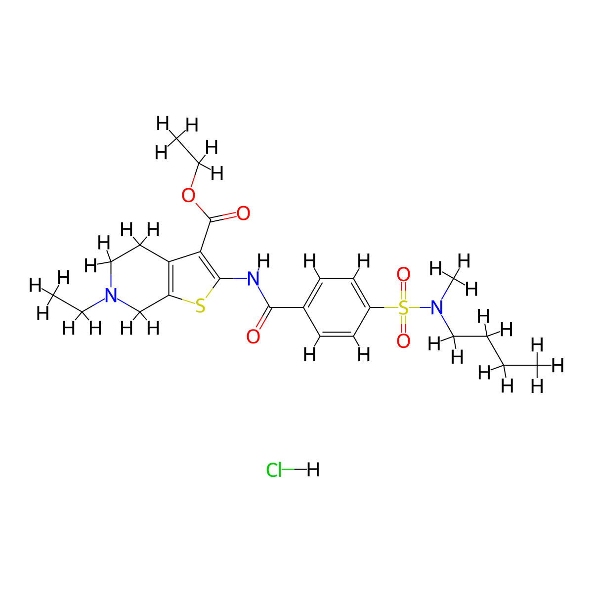 ethyl 2-(4-(N-butyl-N-methylsulfamoyl)benzamido)-6-ethyl-4,5,6,7-tetrahydrothieno[2,3-c]pyridine-3-carboxylate hydrochloride molecular structure, CAS 1215544-74-3