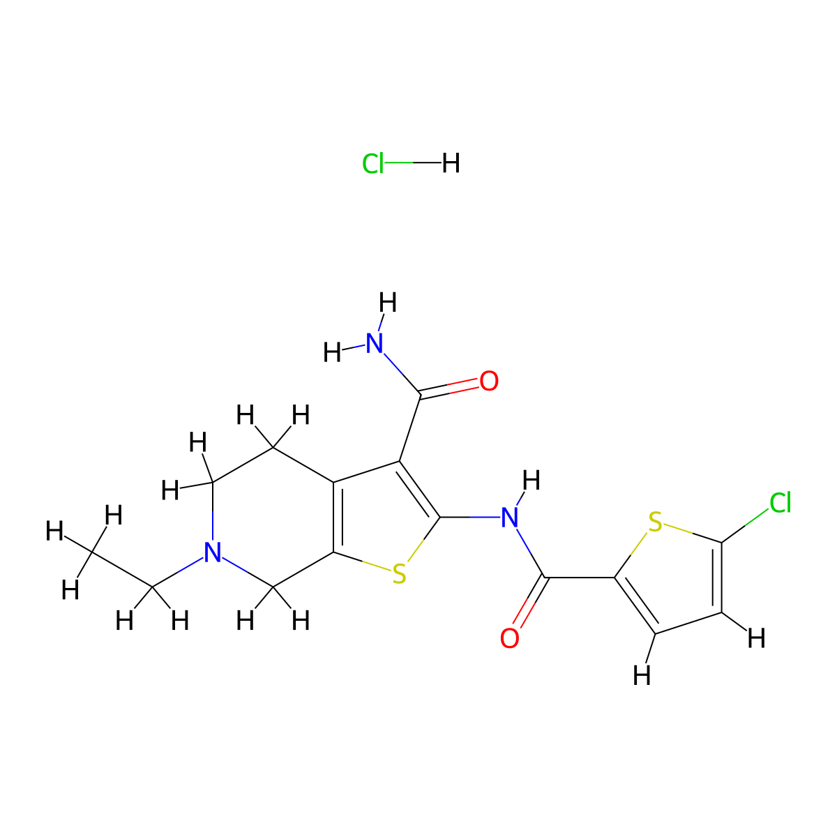 2-(5-Chlorothiophene-2-carboxamido)-6-ethyl-4,5,6,7-tetrahydrothieno[2,3-c]pyridine-3-carboxamide hydrochloride molecular structure, CAS 1215545-42-8