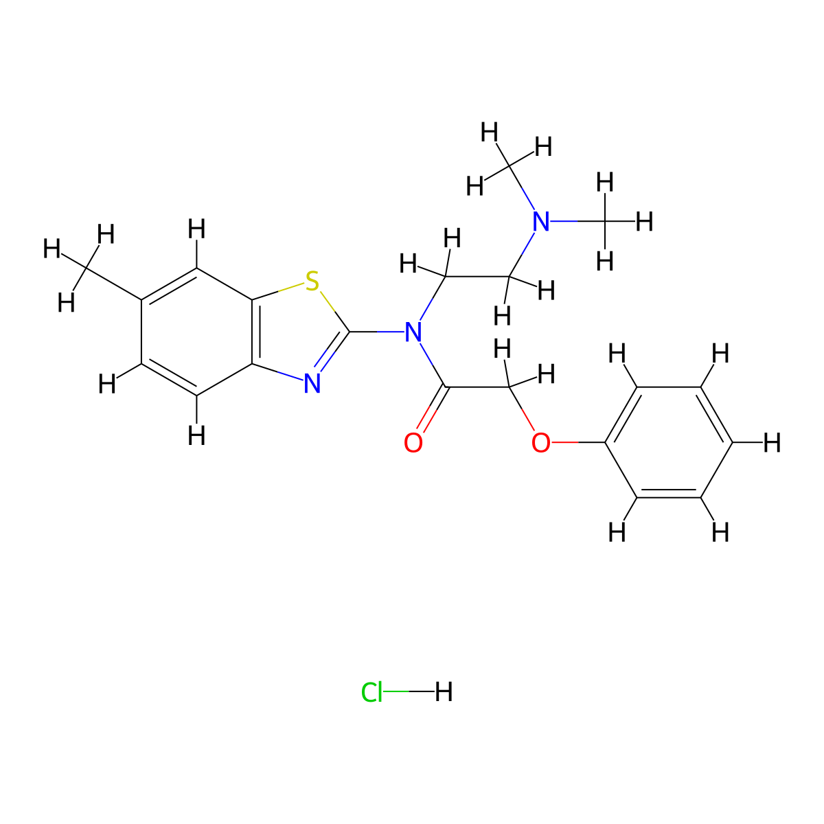 N-(2-(dimethylamino)ethyl)-N-(6-methylbenzo[d]thiazol-2-yl)-2-phenoxyacetamide hydrochloride molecular structure, CAS 1215545-54-2