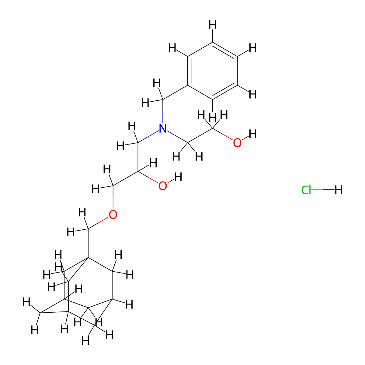1-((3r,5r,7r)-Adamantan-1-ylmethoxy)-3-(benzyl(2-hydroxyethyl)amino)propan-2-ol hydrochloride molecular structure, CAS 1215545-82-6