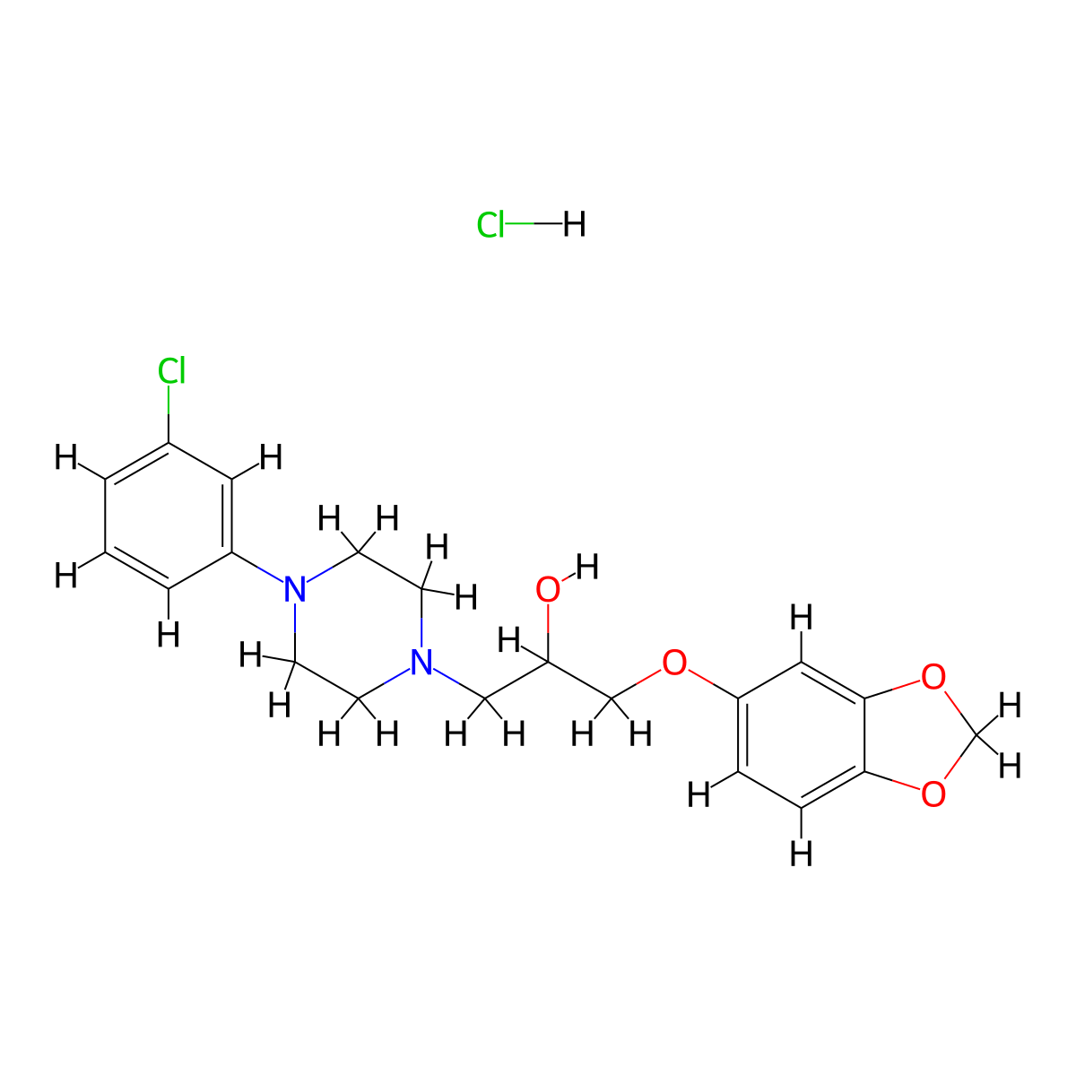 1-(2H-1,3-Benzodioxol-5-yloxy)-3-[4-(3-chlorophenyl)piperazin-1-YL]propan-2-OL hydrochloride molecular structure, CAS 1215546-64-7