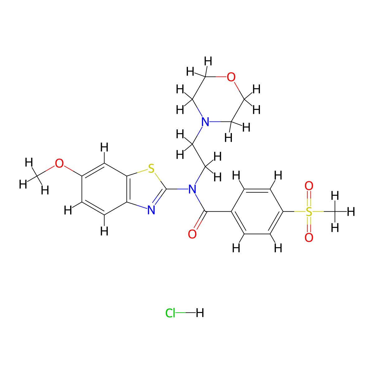 N-(6-methoxybenzo[d]thiazol-2-yl)-4-(methylsulfonyl)-N-(2-morpholinoethyl)benzamide hydrochloride molecular structure, CAS 1215546-97-6