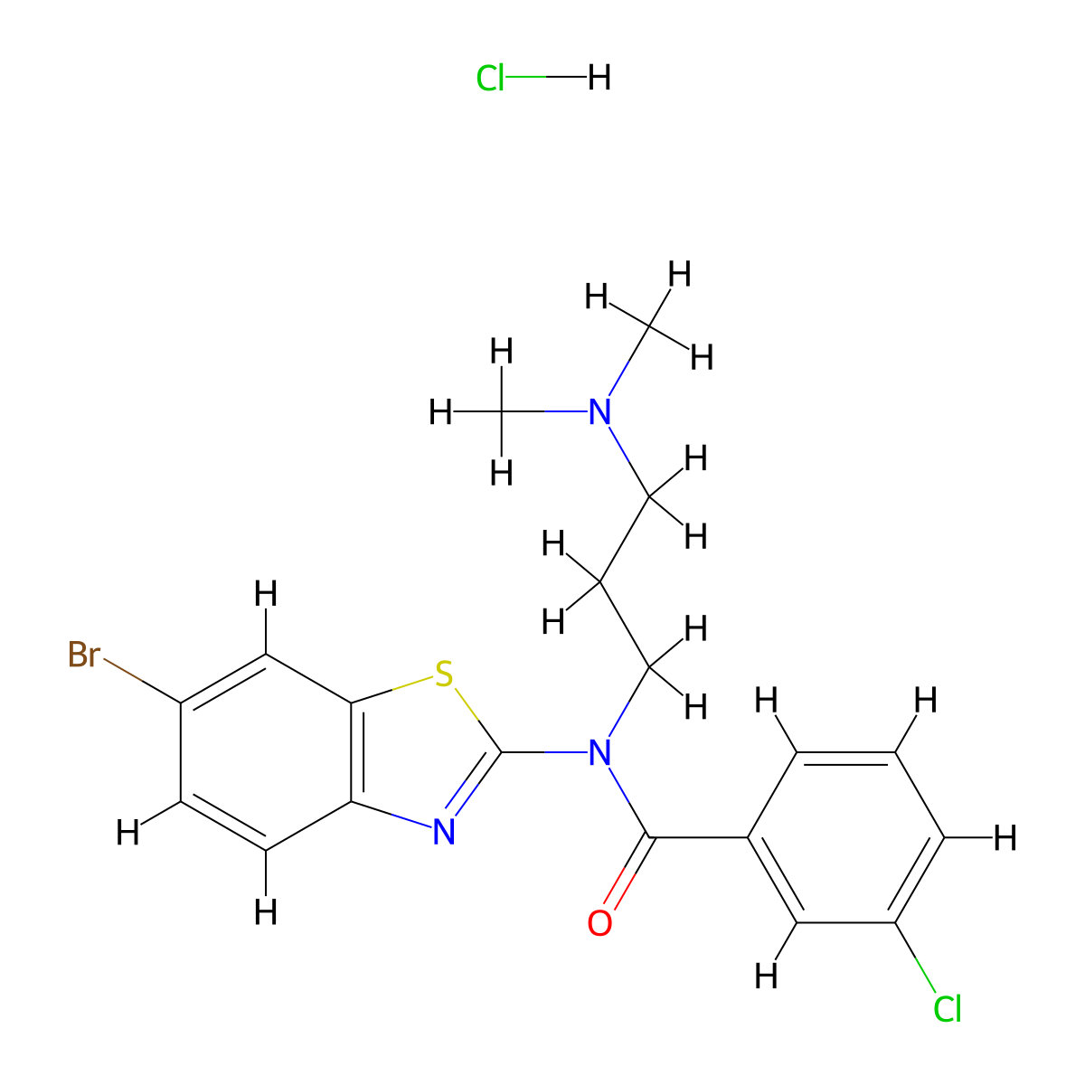 N-(6-bromobenzo[d]thiazol-2-yl)-3-chloro-N-(3-(dimethylamino)propyl)benzamide hydrochloride molecular structure, CAS 1215548-24-5