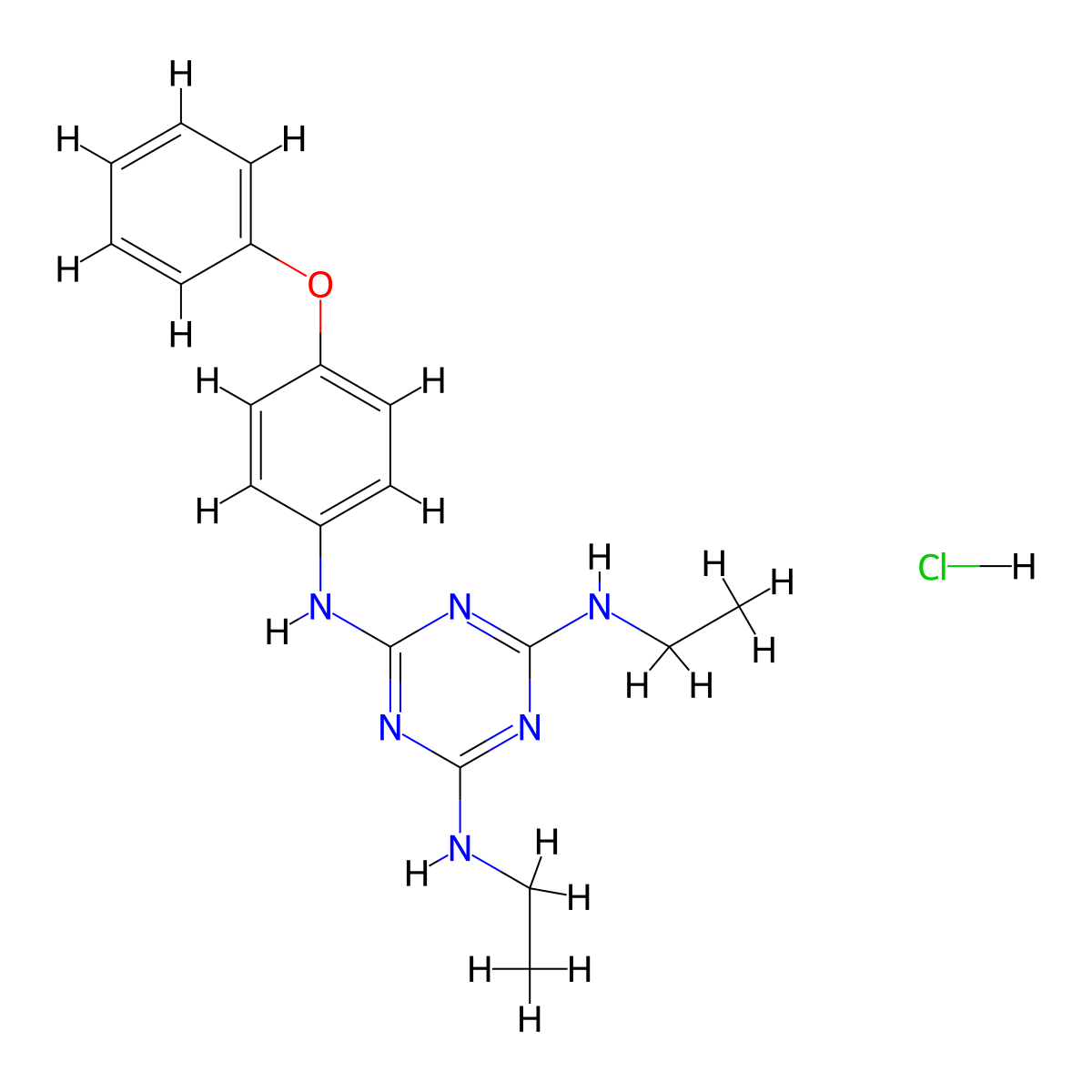 N2,N4-diethyl-N6-(4-phenoxyphenyl)-1,3,5-triazine-2,4,6-triamine hydrochloride molecular structure, CAS 1215550-44-9