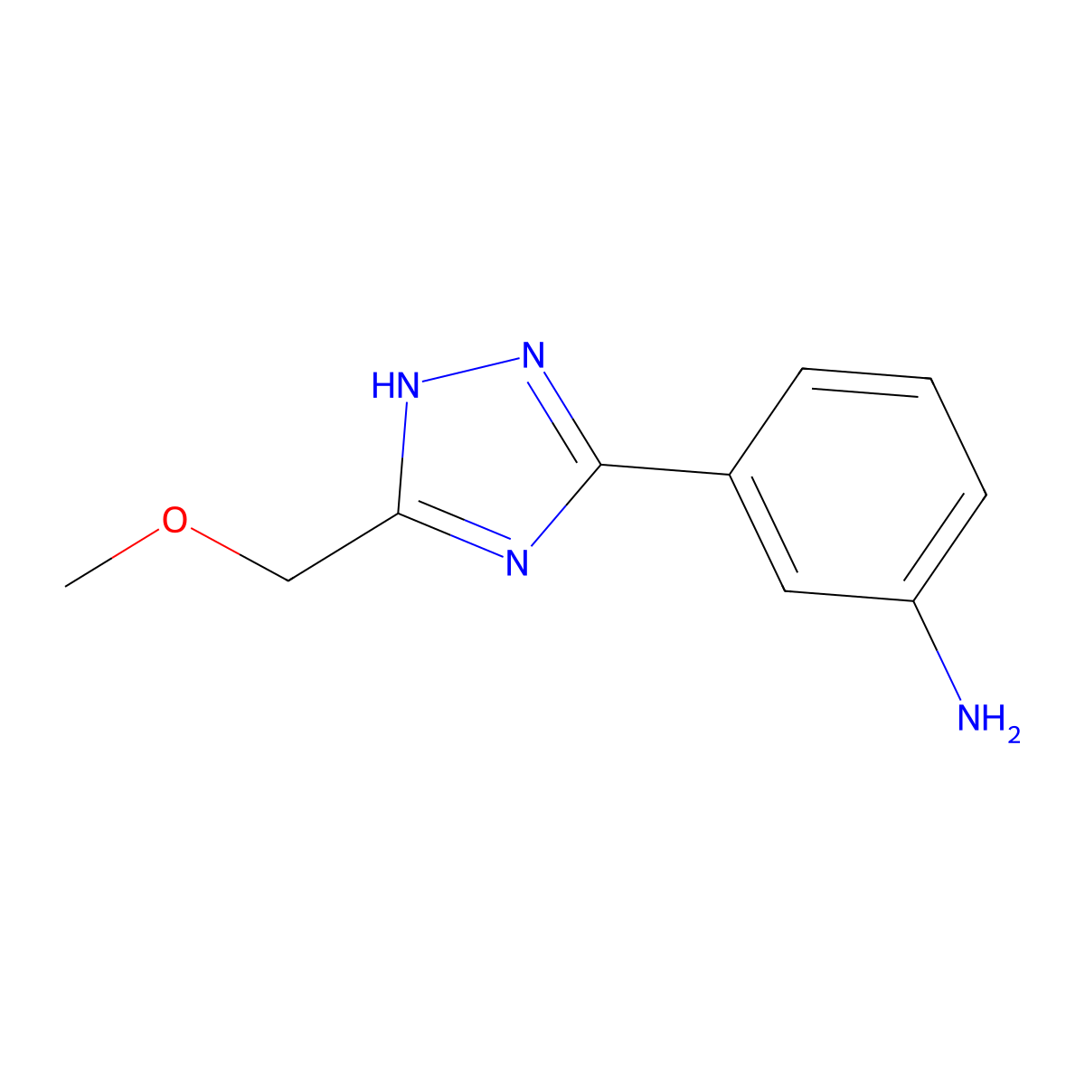 3-[3-(methoxymethyl)-1H-1,2,4-triazol-5-yl]aniline molecular structure, CAS 1215551-34-0