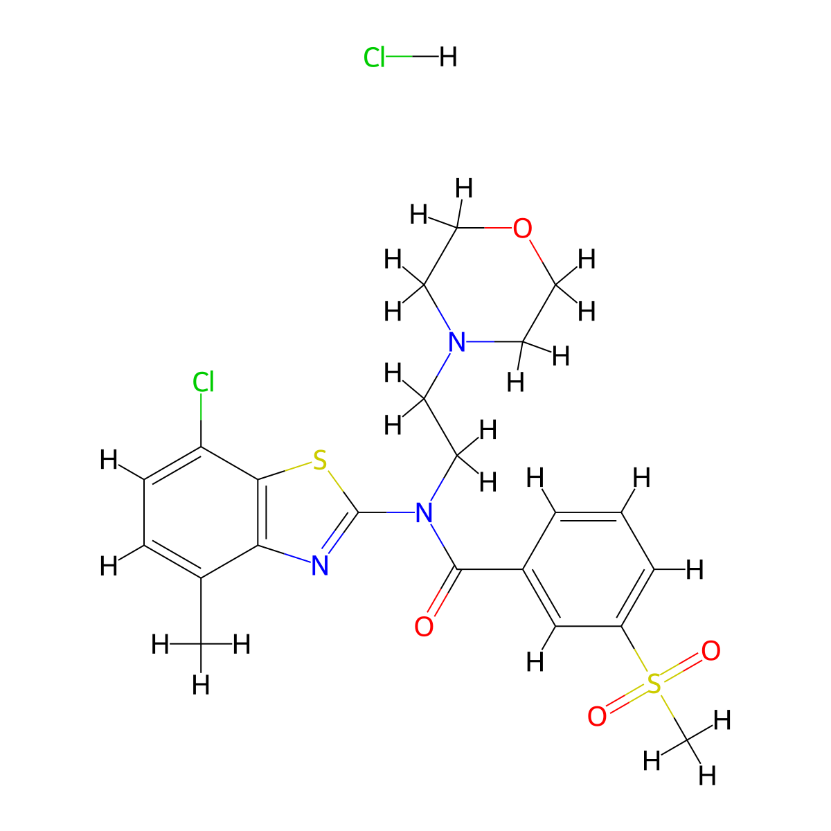 N-(7-chloro-4-methylbenzo[d]thiazol-2-yl)-3-(methylsulfonyl)-N-(2-morpholinoethyl)benzamide hydrochloride molecular structure, CAS 1215551-39-5
