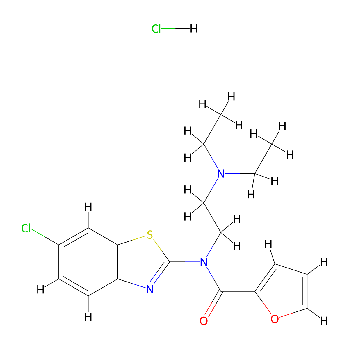 N-(6-chlorobenzo[d]thiazol-2-yl)-N-(2-(diethylamino)ethyl)furan-2-carboxamide hydrochloride molecular structure, CAS 1215552-76-3