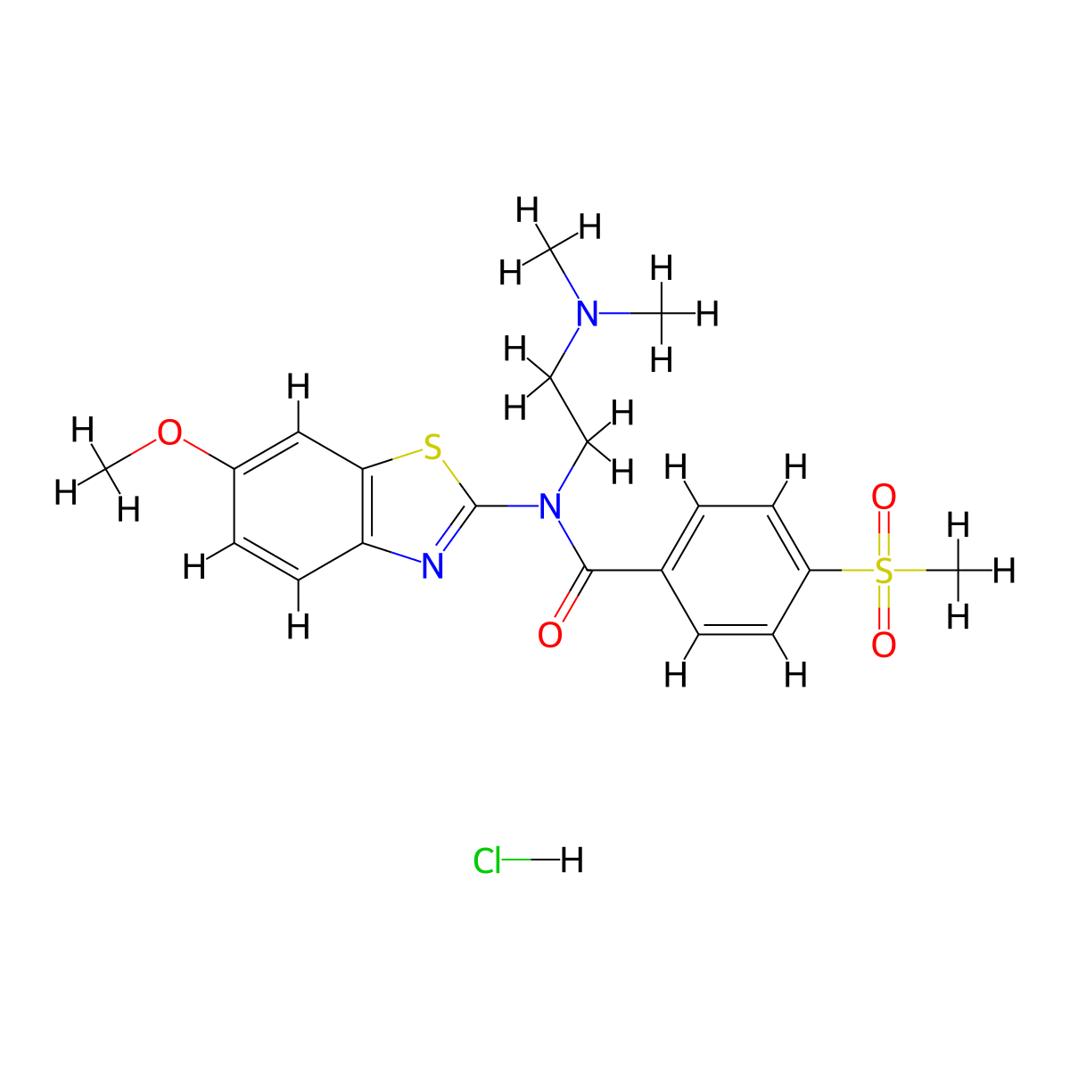 N-(2-(dimethylamino)ethyl)-N-(6-methoxybenzo[d]thiazol-2-yl)-4-(methylsulfonyl)benzamide hydrochloride molecular structure, CAS 1215553-26-6