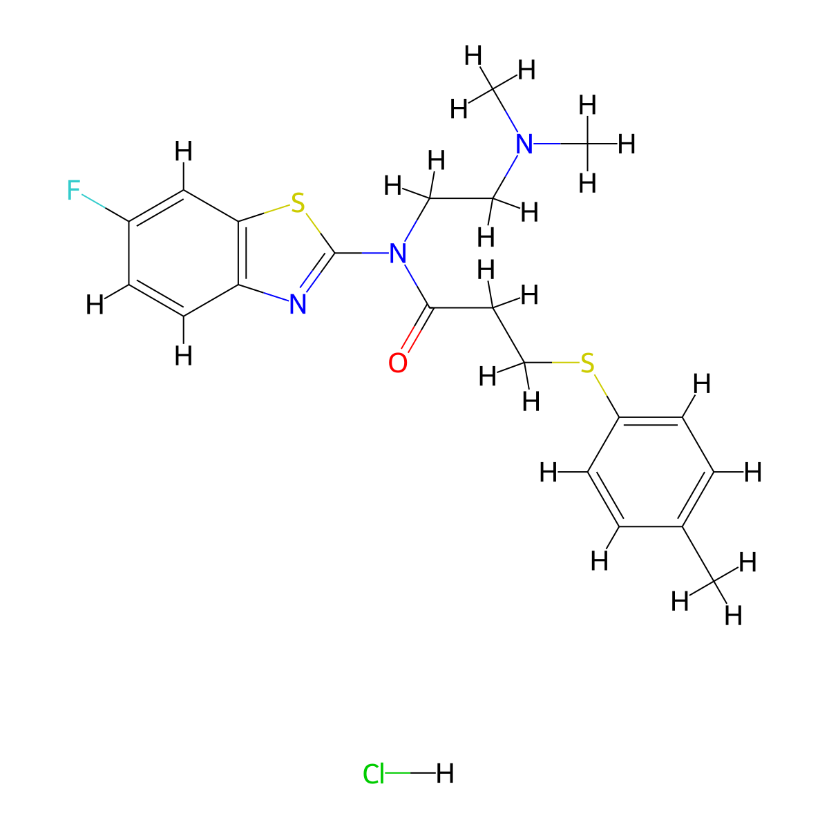 N-(2-(dimethylamino)ethyl)-N-(6-fluorobenzo[d]thiazol-2-yl)-3-(p-tolylthio)propanamide hydrochloride molecular structure, CAS 1215553-55-1