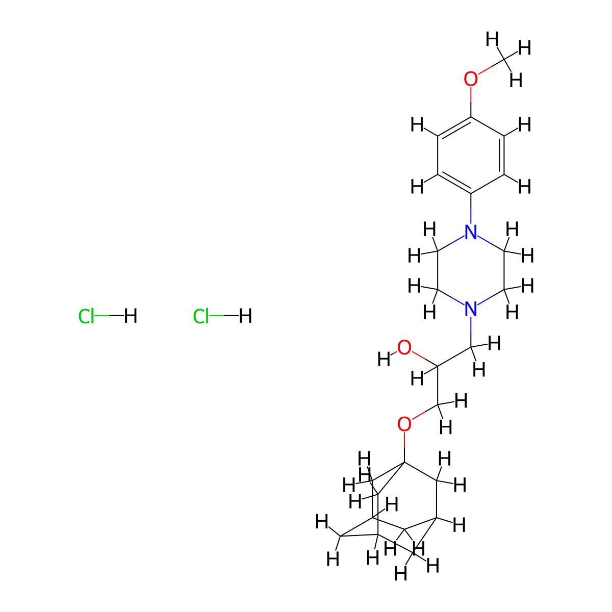 1-(Adamantan-1-yloxy)-3-[4-(4-methoxyphenyl)piperazin-1-yl]propan-2-ol dihydrochloride molecular structure, CAS 1215555-46-6