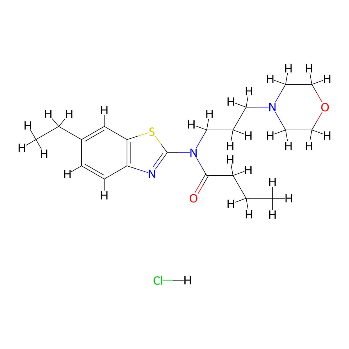 N-(6-ethylbenzo[d]thiazol-2-yl)-N-(3-morpholinopropyl)butyramide hydrochloride molecular structure, CAS 1215557-05-3