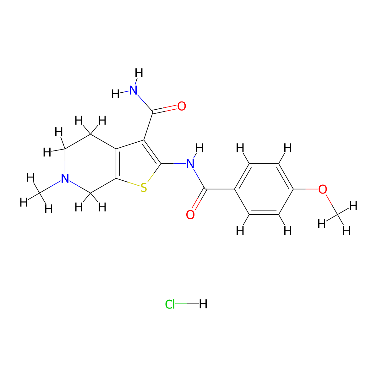 2-(4-Methoxybenzamido)-6-methyl-4,5,6,7-tetrahydrothieno[2,3-c]pyridine-3-carboxamide hydrochloride molecular structure, CAS 1215558-15-8