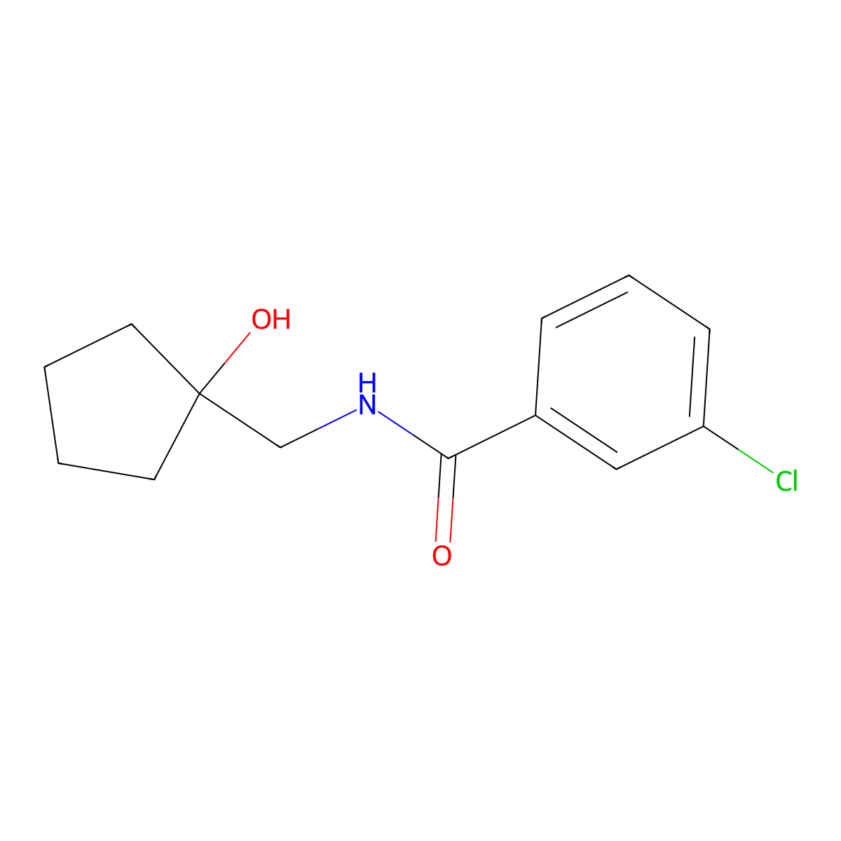 3-chloro-N-[(1-hydroxycyclopentyl)methyl]benzamide molecular structure, CAS 1215558-62-5
