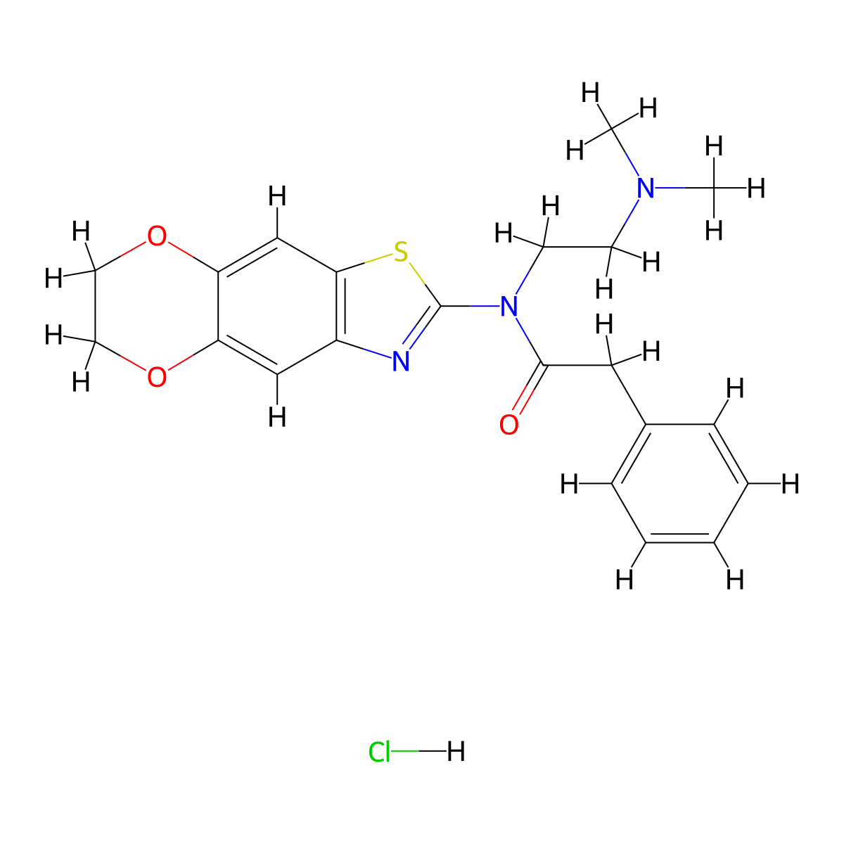 N-(6,7-dihydro-[1,4]dioxino[2',3':4,5]benzo[1,2-d]thiazol-2-yl)-N-(2-(dimethylamino)ethyl)-2-phenylacetamide hydrochloride molecular structure, CAS 1215558-74-9