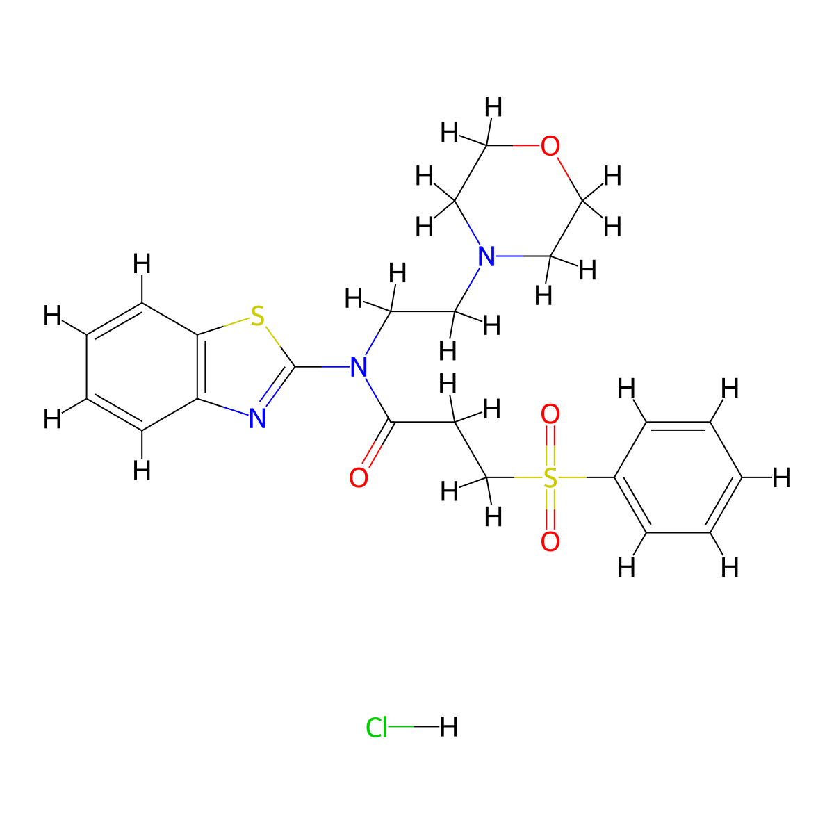 N-(benzo[d]thiazol-2-yl)-N-(2-morpholinoethyl)-3-(phenylsulfonyl)propanamide hydrochloride molecular structure, CAS 1215558-96-5