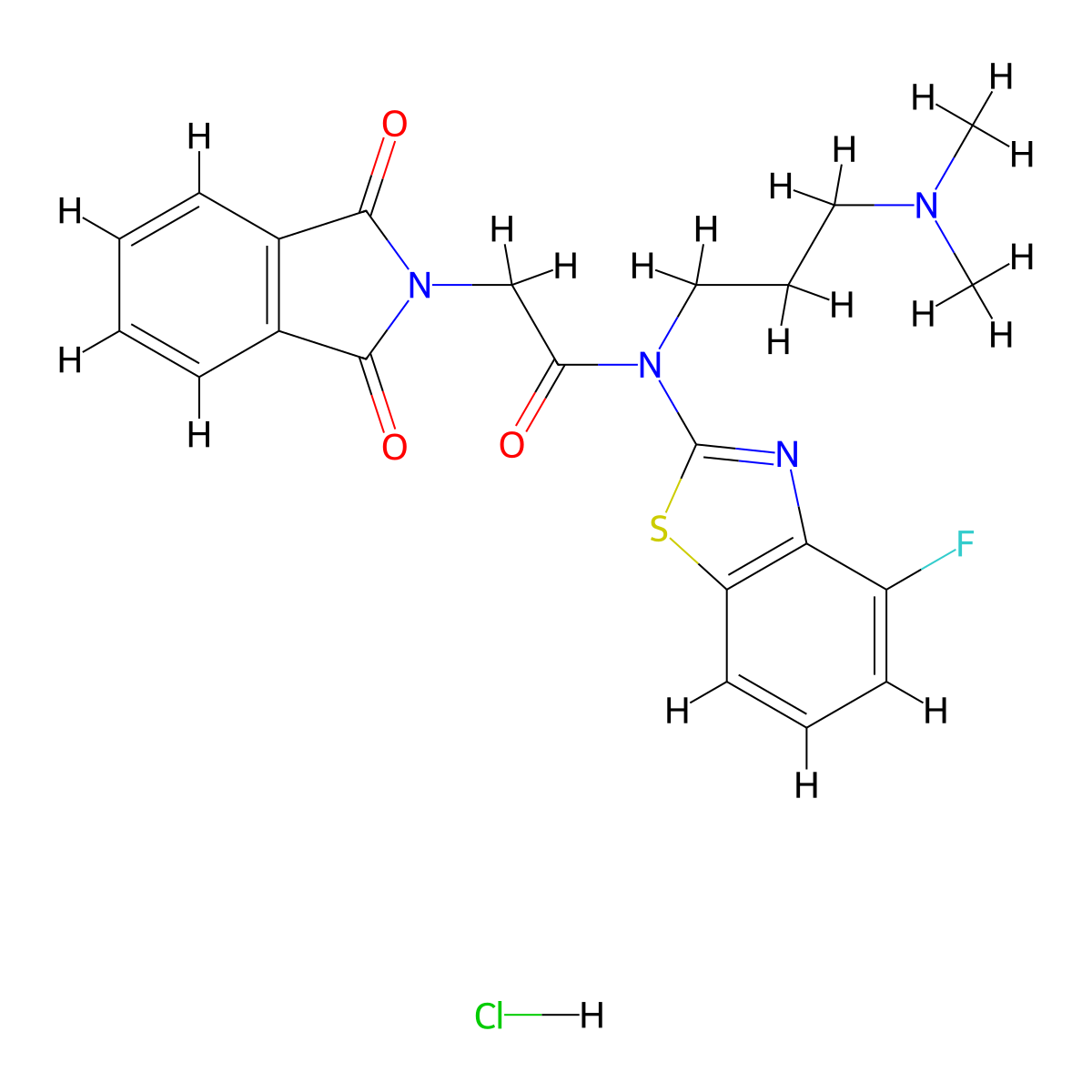 N-(3-(dimethylamino)propyl)-2-(1,3-dioxoisoindolin-2-yl)-N-(4-fluorobenzo[d]thiazol-2-yl)acetamide hydrochloride molecular structure, CAS 1215559-33-3