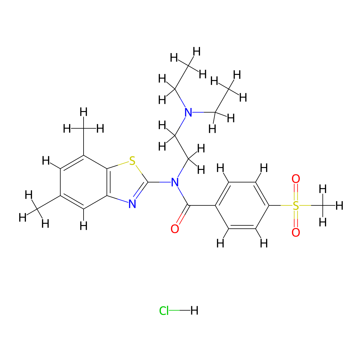 N-(2-(diethylamino)ethyl)-N-(5,7-dimethylbenzo[d]thiazol-2-yl)-4-(methylsulfonyl)benzamide hydrochloride molecular structure, CAS 1215560-98-7