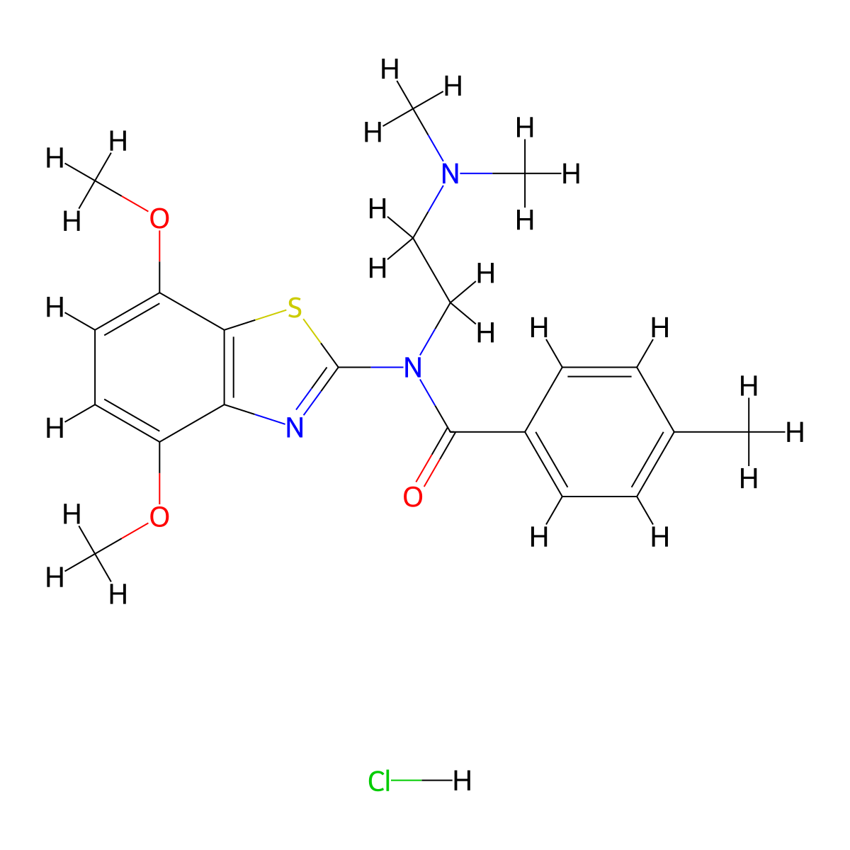 N-(4,7-dimethoxybenzo[d]thiazol-2-yl)-N-(2-(dimethylamino)ethyl)-4-methylbenzamide hydrochloride molecular structure, CAS 1215561-07-1