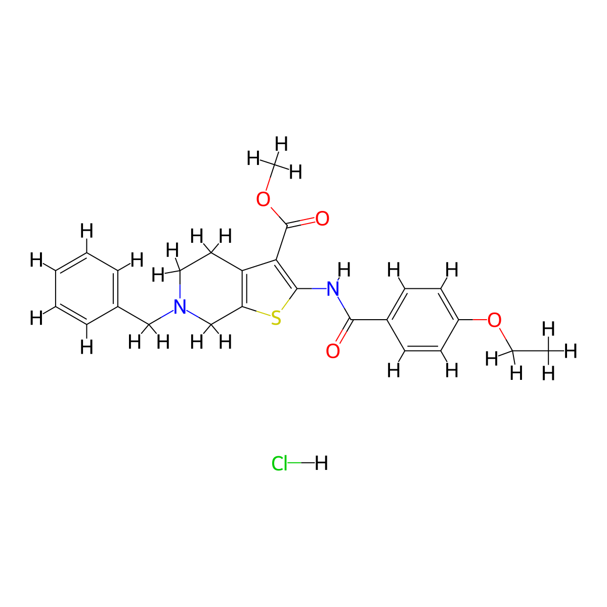 Methyl 6-benzyl-2-(4-ethoxybenzamido)-4,5,6,7-tetrahydrothieno[2,3-c]pyridine-3-carboxylate hydrochloride molecular structure, CAS 1215561-67-3