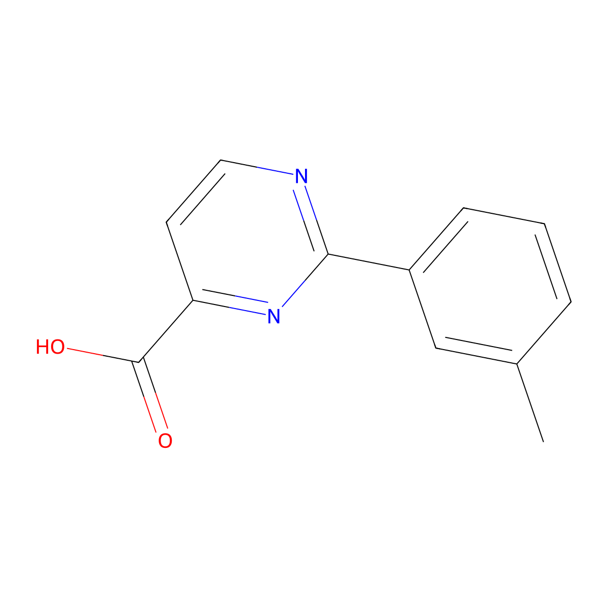 2-(3-Methylphenyl)pyrimidine-4-carboxylic acid molecular structure, CAS 1215561-98-0