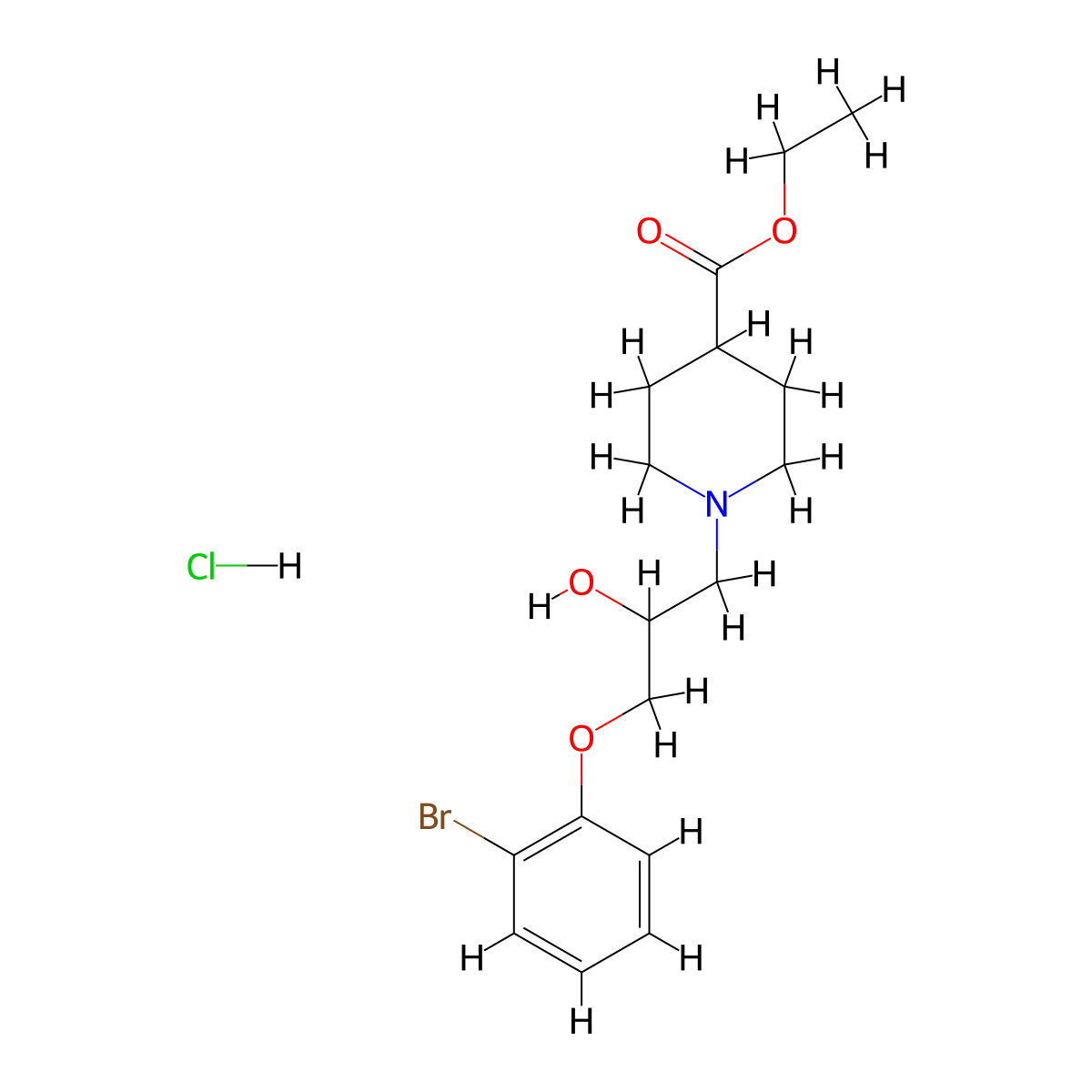 Ethyl 1-(3-(2-bromophenoxy)-2-hydroxypropyl)piperidine-4-carboxylate hydrochloride molecular structure, CAS 1215564-45-6