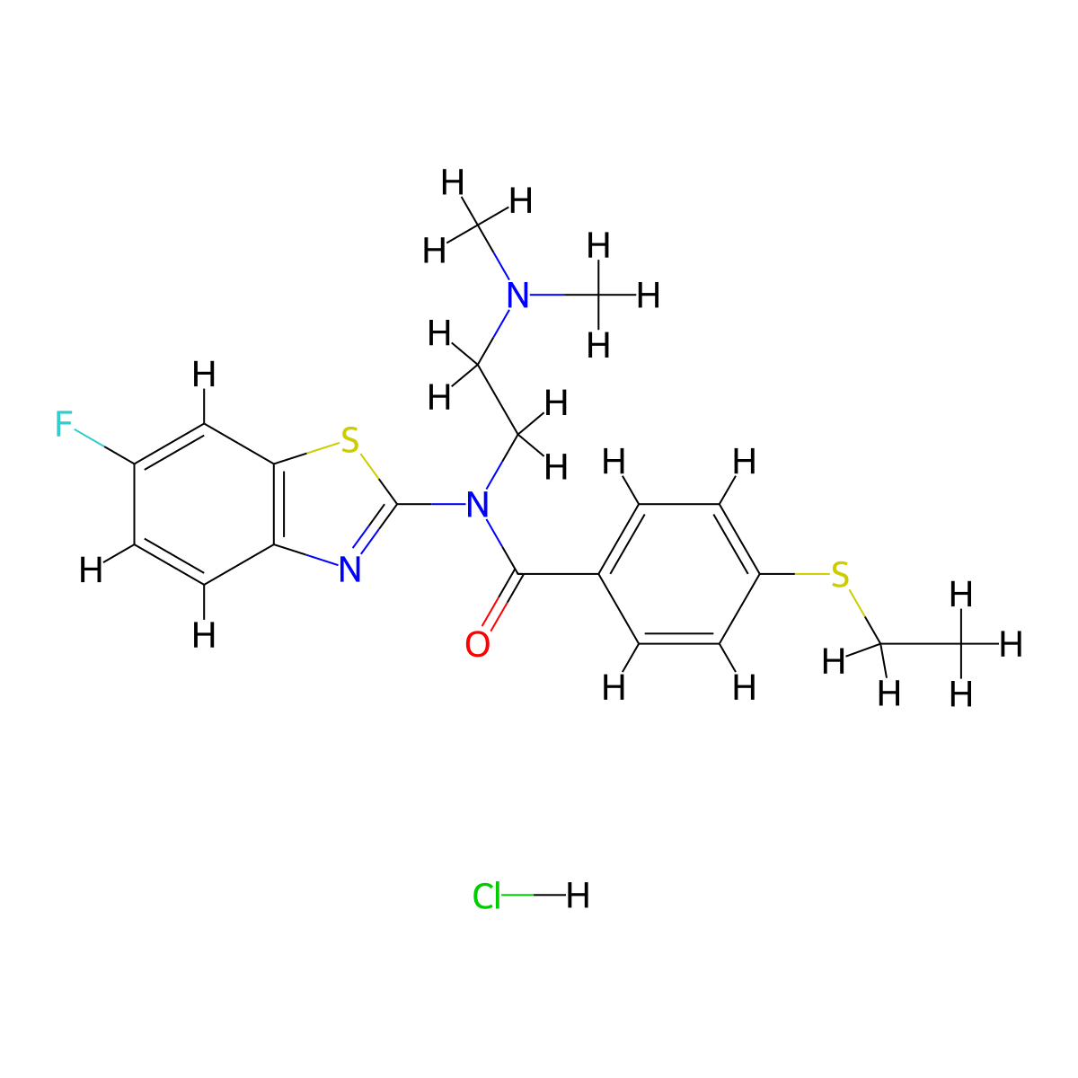N-(2-(dimethylamino)ethyl)-4-(ethylthio)-N-(6-fluorobenzo[d]thiazol-2-yl)benzamide hydrochloride molecular structure, CAS 1215564-46-7