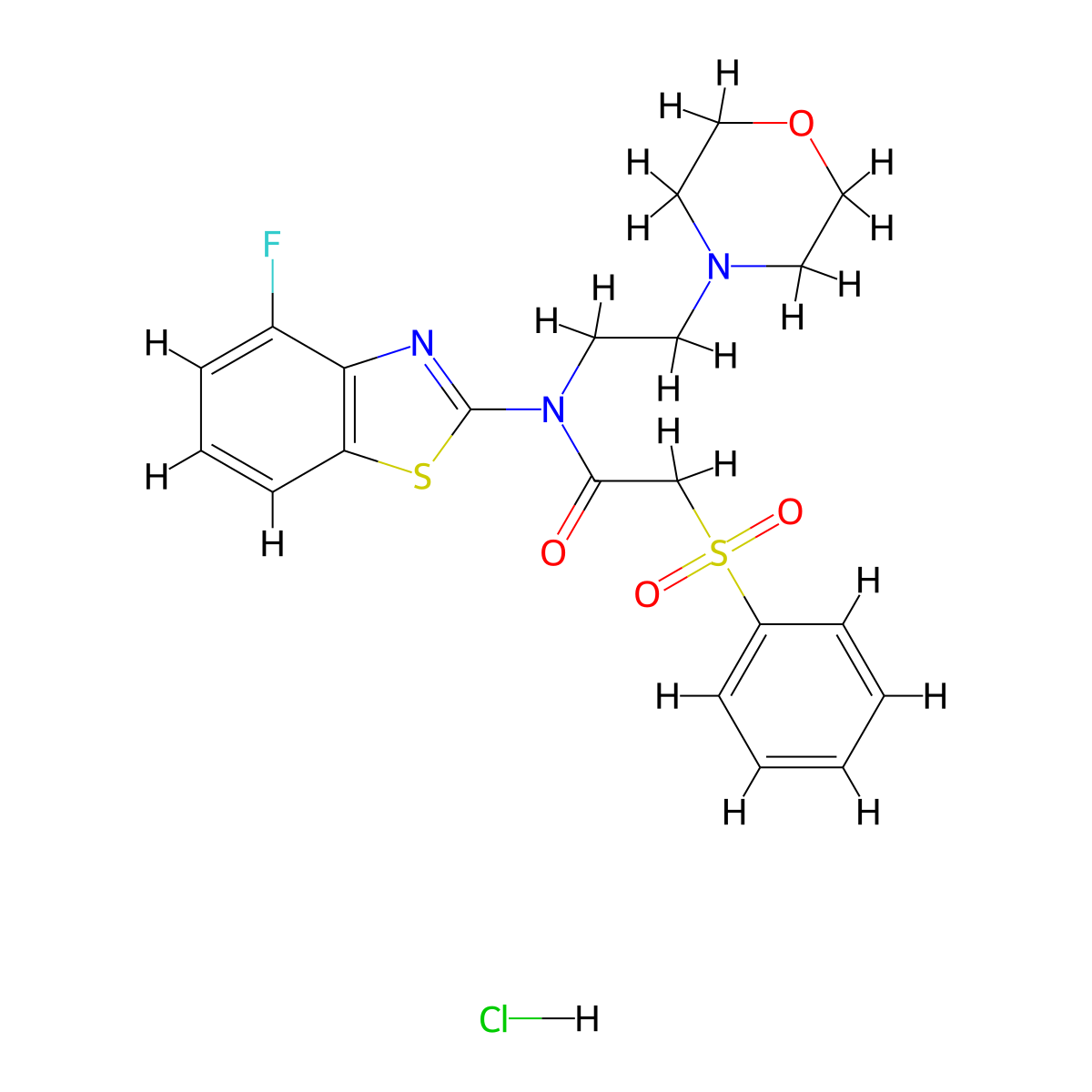 N-(4-fluorobenzo[d]thiazol-2-yl)-N-(2-morpholinoethyl)-2-(phenylsulfonyl)acetamide hydrochloride molecular structure, CAS 1215564-68-3