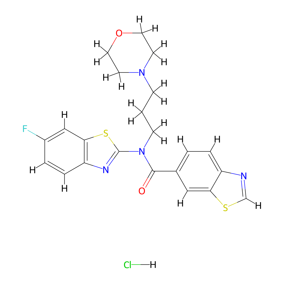 N-(6-fluorobenzo[d]thiazol-2-yl)-N-(3-morpholinopropyl)benzo[d]thiazole-6-carboxamide hydrochloride molecular structure, CAS 1215565-29-9