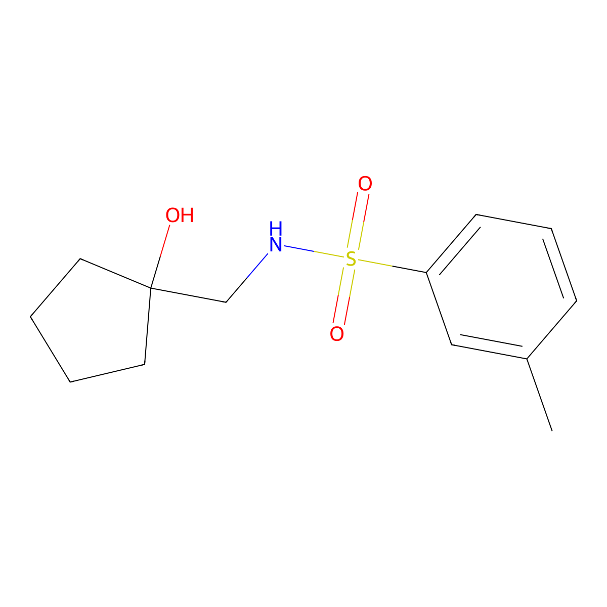 N-((1-hydroxycyclopentyl)methyl)-3-methylbenzenesulfonamide molecular structure, CAS 1215565-95-9
