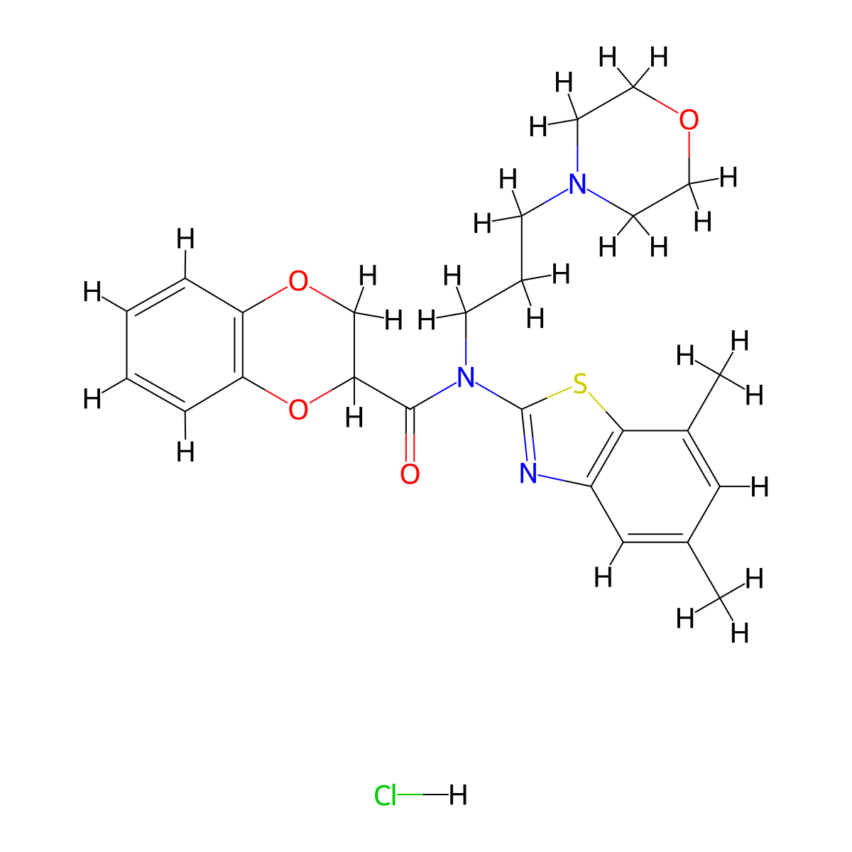 N-(5,7-dimethylbenzo[d]thiazol-2-yl)-N-(3-morpholinopropyl)-2,3-dihydrobenzo[b][1,4]dioxine-2-carboxamide hydrochloride molecular structure, CAS 1215566-46-3