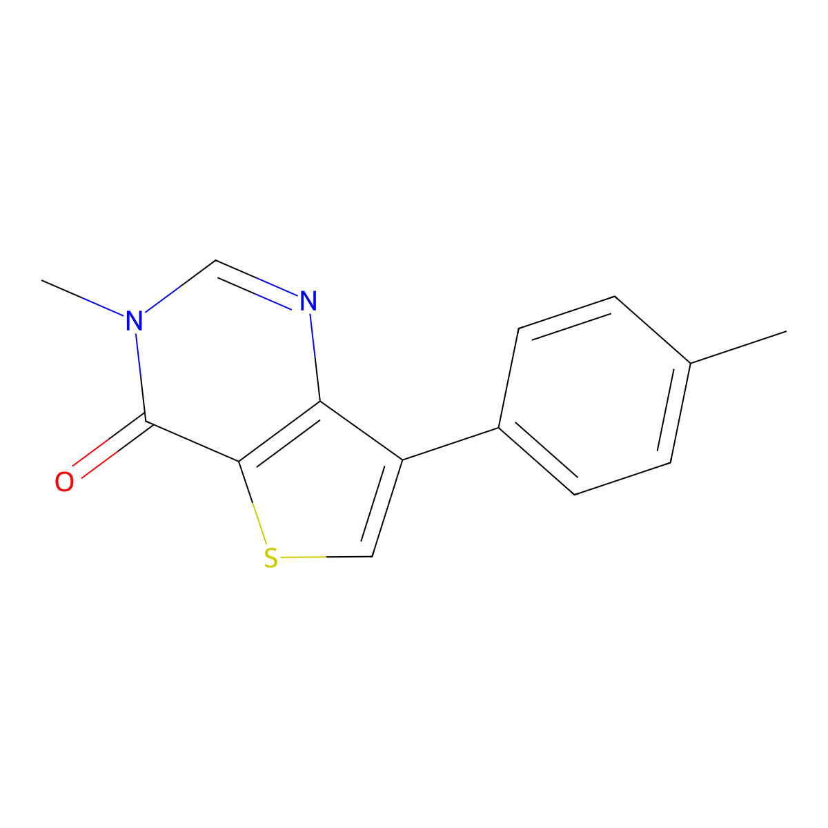3-Methyl-7-(p-tolyl)thieno[3,2-d]pyrimidin-4(3H)-one molecular structure, CAS 1215566-62-3