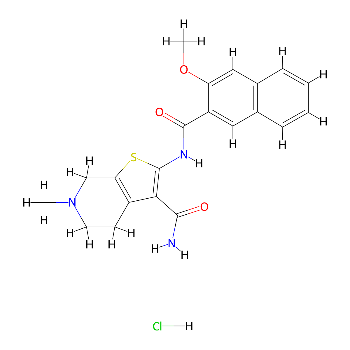 2-(3-Methoxy-2-naphthamido)-6-methyl-4,5,6,7-tetrahydrothieno[2,3-c]pyridine-3-carboxamide hydrochloride molecular structure, CAS 1215566-83-8