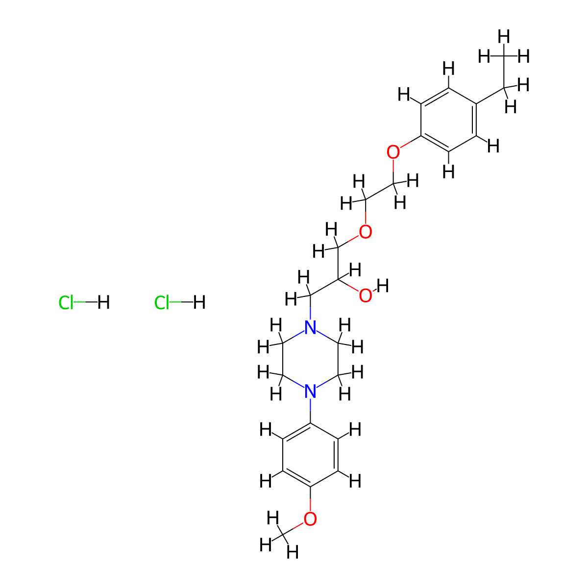 1-(2-(4-Ethylphenoxy)ethoxy)-3-(4-(4-methoxyphenyl)piperazin-1-yl)propan-2-ol dihydrochloride molecular structure, CAS 1215569-45-1