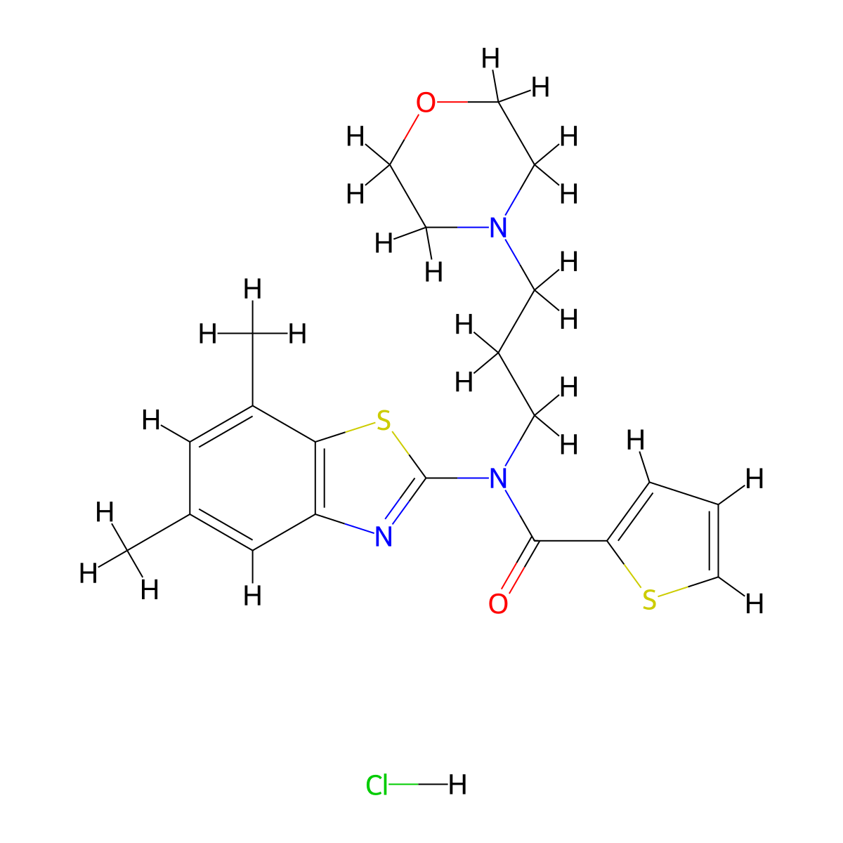 N-(5,7-dimethylbenzo[d]thiazol-2-yl)-N-(3-morpholinopropyl)thiophene-2-carboxamide hydrochloride molecular structure, CAS 1215569-68-8
