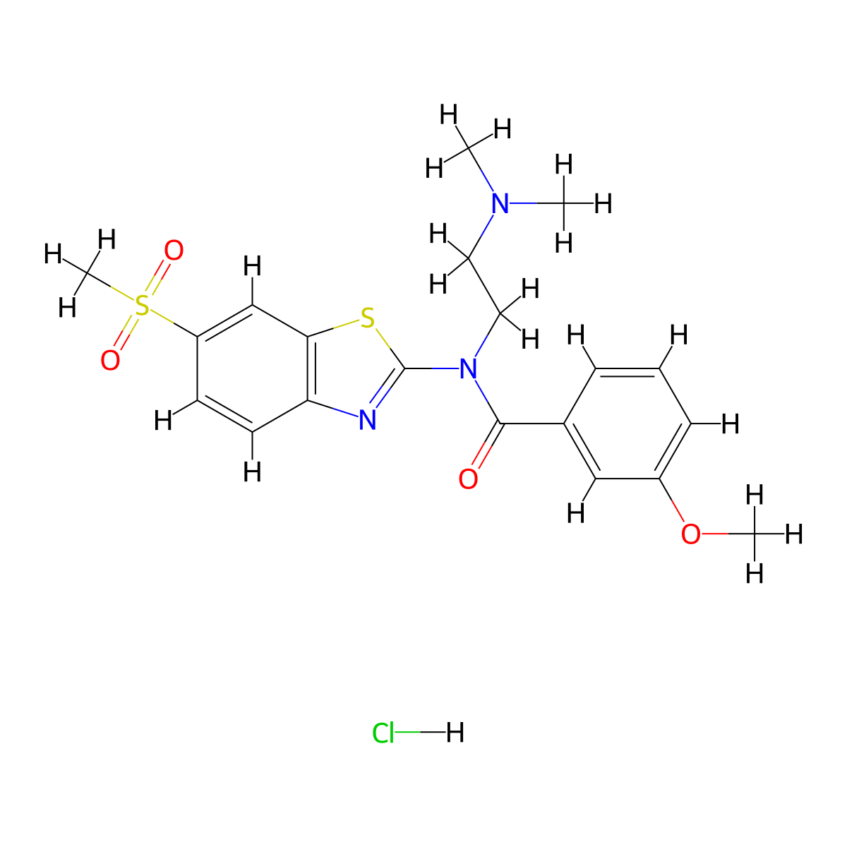 N-(2-(dimethylamino)ethyl)-3-methoxy-N-(6-(methylsulfonyl)benzo[d]thiazol-2-yl)benzamide hydrochloride molecular structure, CAS 1215570-59-4