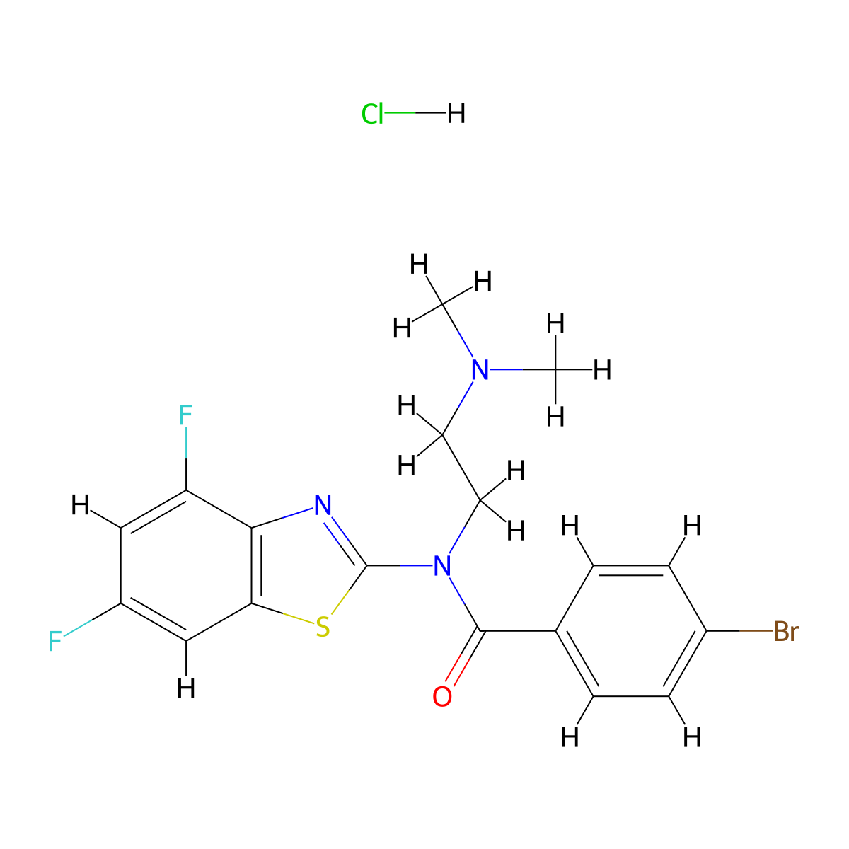 4-Bromo-N-(4,6-difluoro-1,3-benzothiazol-2-YL)-N-[2-(dimethylamino)ethyl]benzamide hydrochloride molecular structure, CAS 1215570-93-6