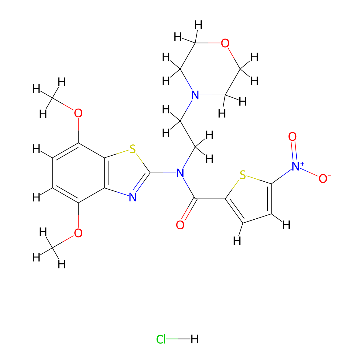 N-(4,7-dimethoxybenzo[d]thiazol-2-yl)-N-(2-morpholinoethyl)-5-nitrothiophene-2-carboxamide hydrochloride molecular structure, CAS 1215571-13-3