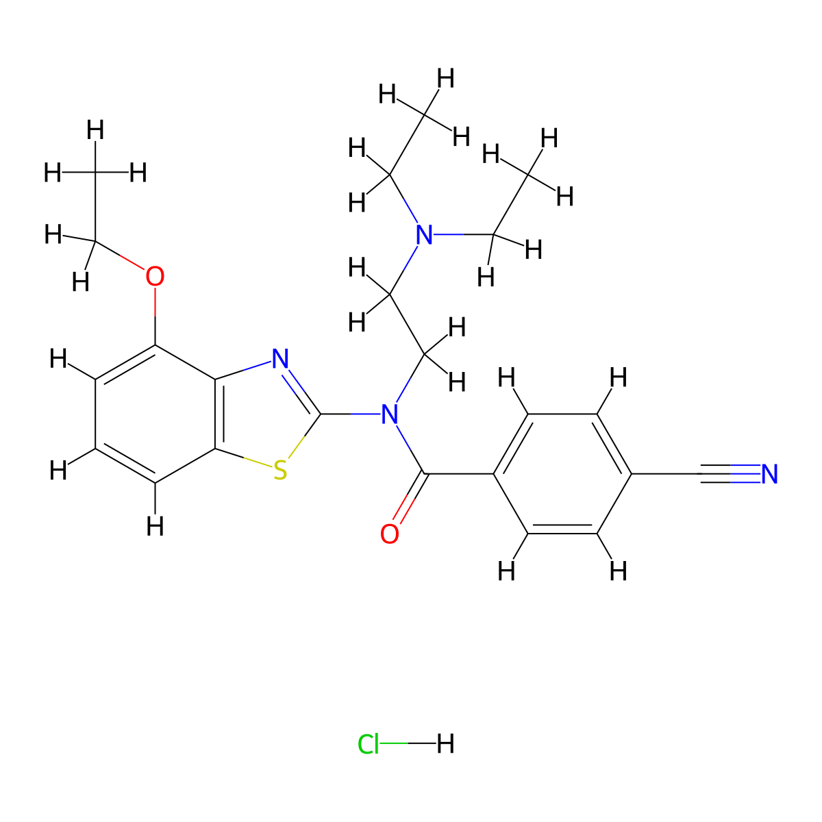 4-cyano-N-(2-(diethylamino)ethyl)-N-(4-ethoxybenzo[d]thiazol-2-yl)benzamide hydrochloride molecular structure, CAS 1215572-43-2