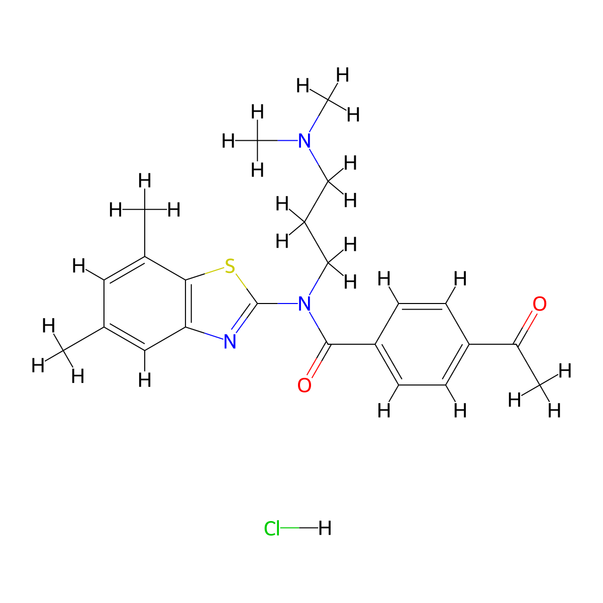 4-acetyl-N-(3-(dimethylamino)propyl)-N-(5,7-dimethylbenzo[d]thiazol-2-yl)benzamide hydrochloride molecular structure, CAS 1215572-92-1