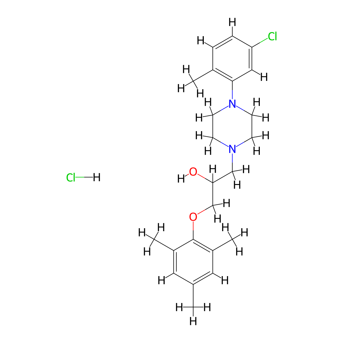 1-(4-(5-Chloro-2-methylphenyl)piperazin-1-yl)-3-(mesityloxy)propan-2-ol hydrochloride molecular structure, CAS 1215573-34-4