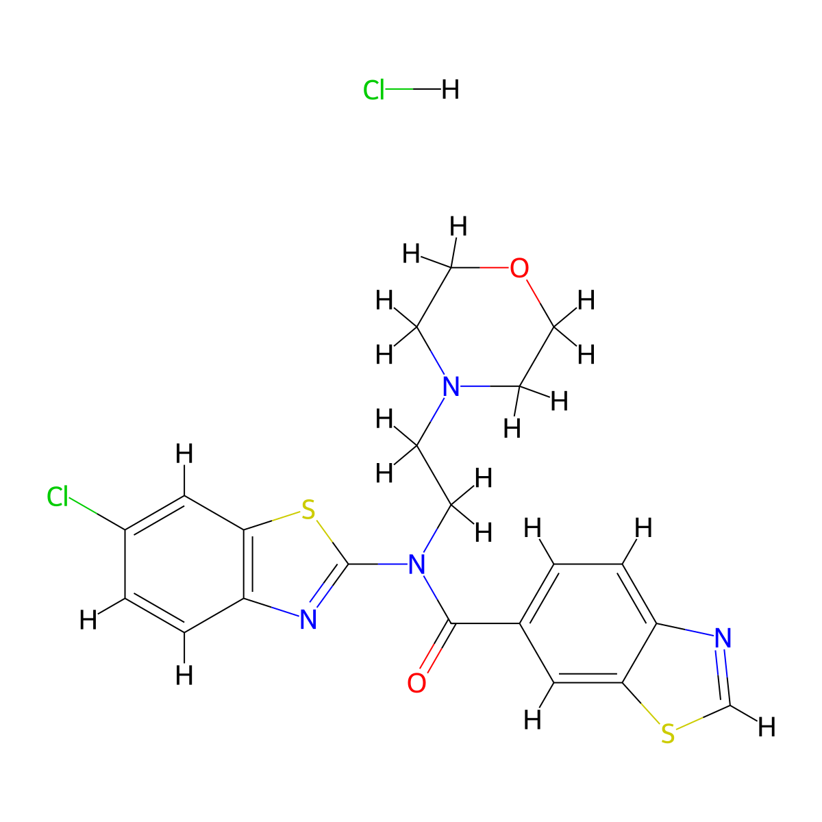 N-(6-chlorobenzo[d]thiazol-2-yl)-N-(2-morpholinoethyl)benzo[d]thiazole-6-carboxamide hydrochloride molecular structure, CAS 1215574-38-1