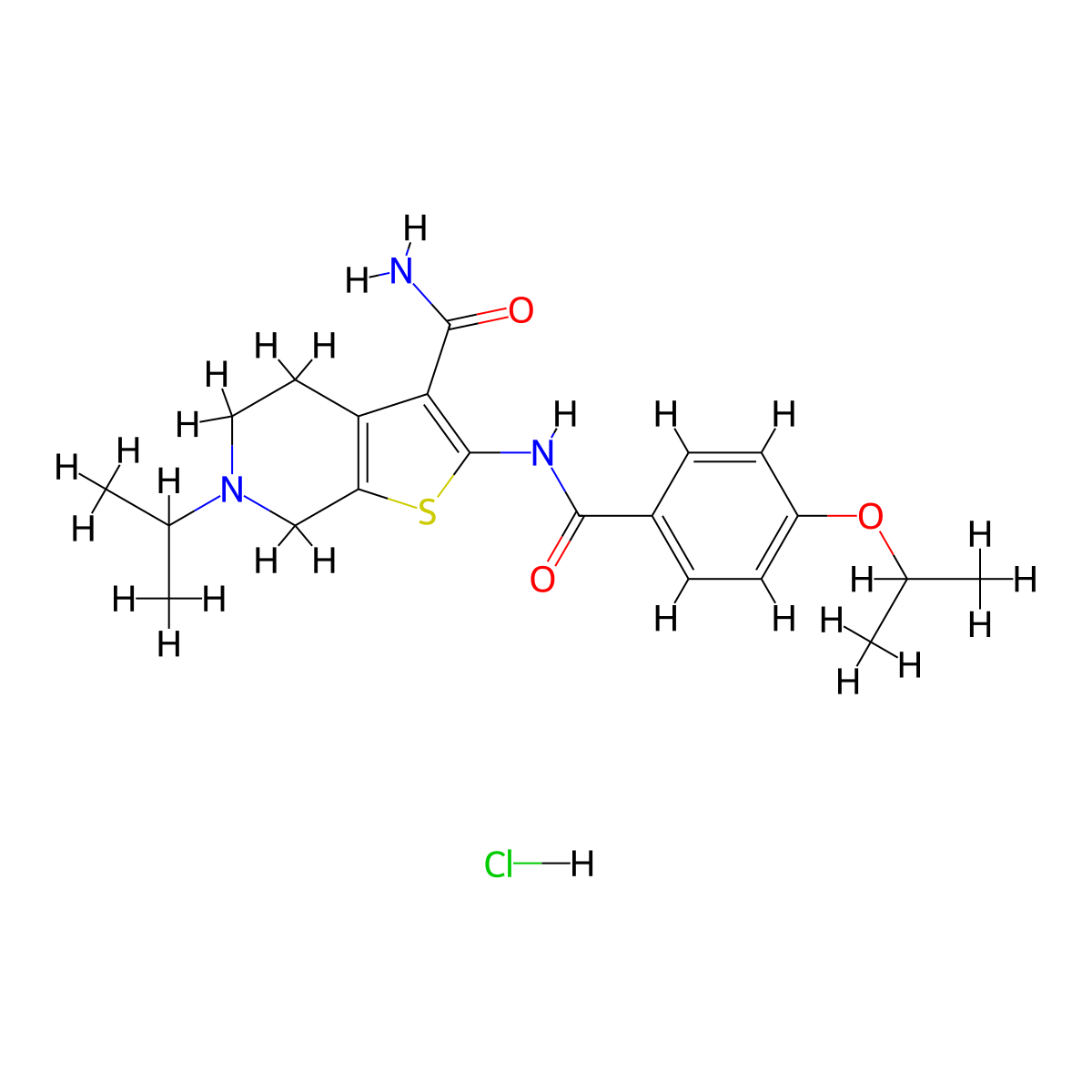 2-(4-Isopropoxybenzamido)-6-isopropyl-4,5,6,7-tetrahydrothieno[2,3-c]pyridine-3-carboxamide hydrochloride molecular structure, CAS 1215574-40-5
